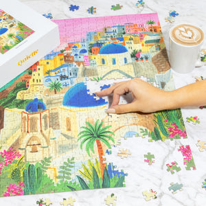 
                  
                    Santorini 500 piece jigsaw puzzle, travel puzzle
                  
                